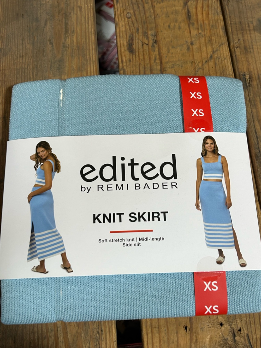 Edited by Remi‎ Bader Light Blue Knit Midi Skirt - XS